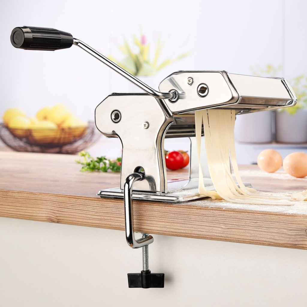 Edelstahl-Nudelmaschine-Pasta-Tagliatelle-Maschine-Edelstahl--Nudelmaschine--Pastamaschine--Nudel--Pasta--Tagliatelle--Maschine--verchromt--mechanisch--Silber--Metall--Spaghetti--Handkurbe.jpg