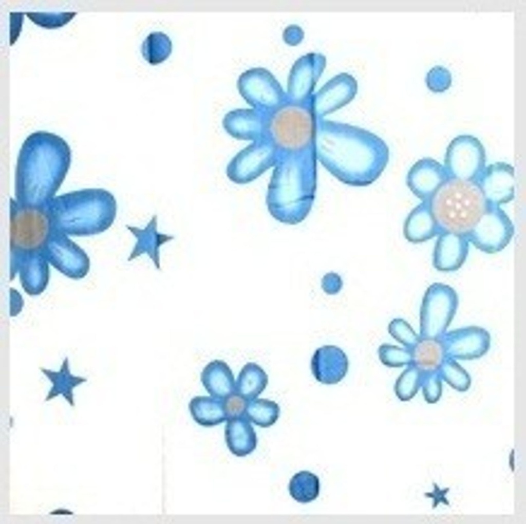 [5118] Textil Duschvorhang 180 x 200 cm mit Duschvorhangringen (Blaue Blumen)