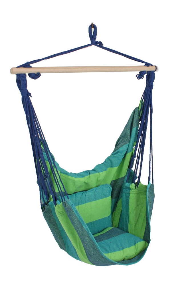 [5618] Hängesessel mit 2 Kissen (Blau)