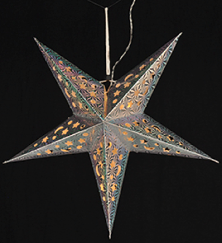 [7264] Beleuchteter Weihnachtsstern mit 15 warmweißen LEDs, 43 cm (1)