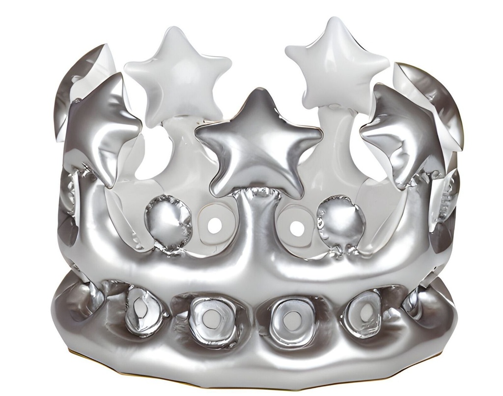 [7320] Aufblasbare Krone König Prinzessin Kostüm gold silber (Silber)