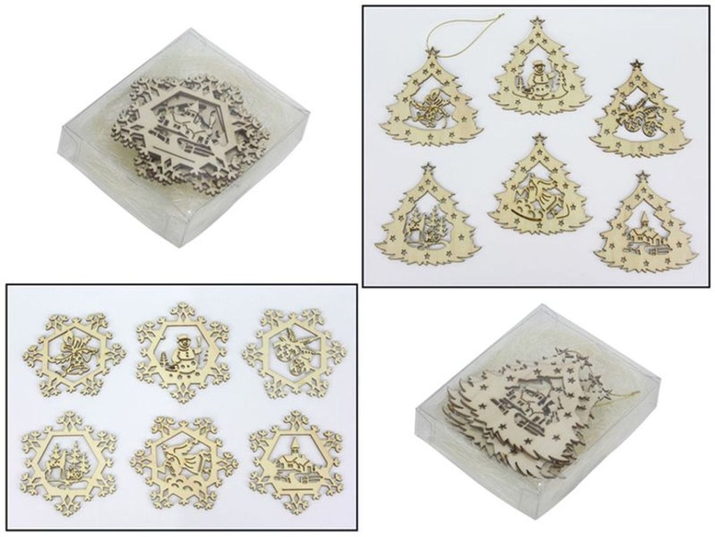 [8071] 6er Set Weihnachtsbaum Schmuck Anhänger (Schneeflocken)