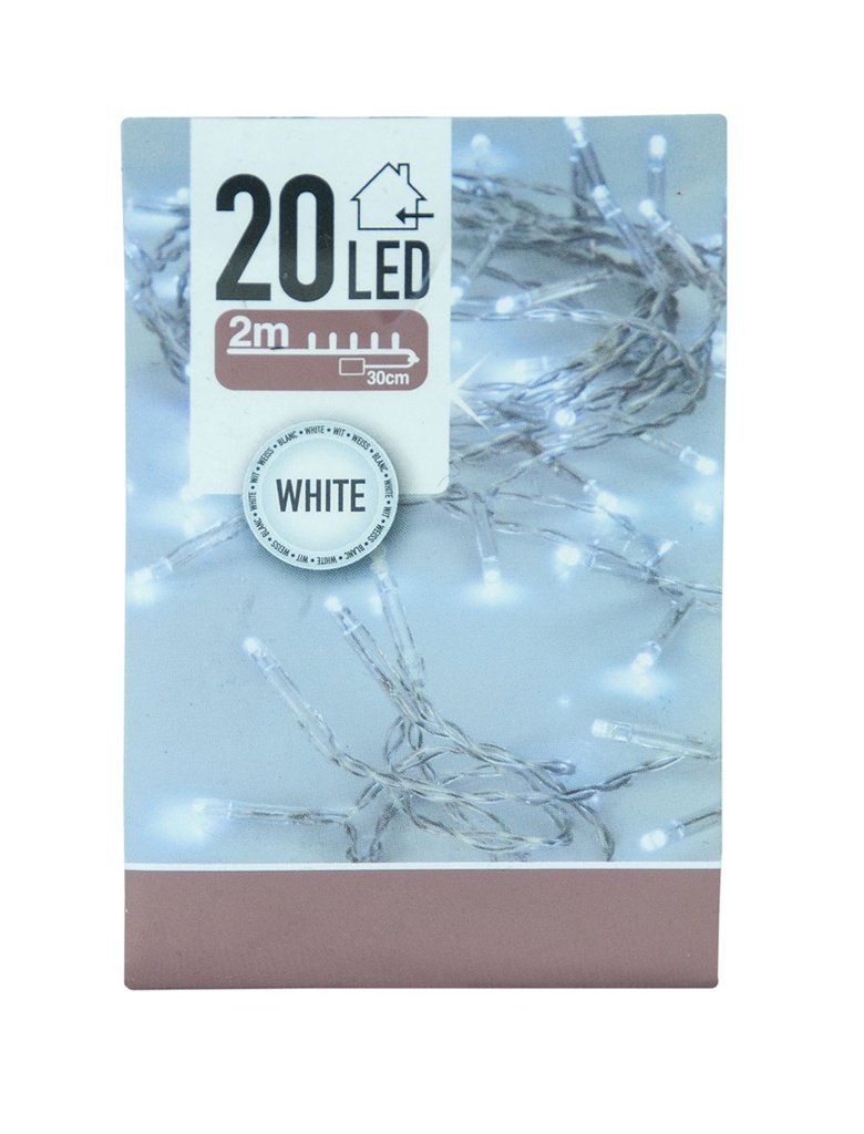 [8461] 20 LED Lichterkette Batterie 2m (Weiss)