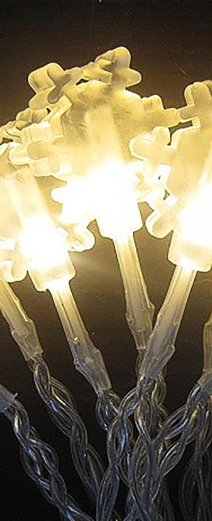 [8499] 20 LED Lichterkette Innen Warmweiß (Schneeflocken)