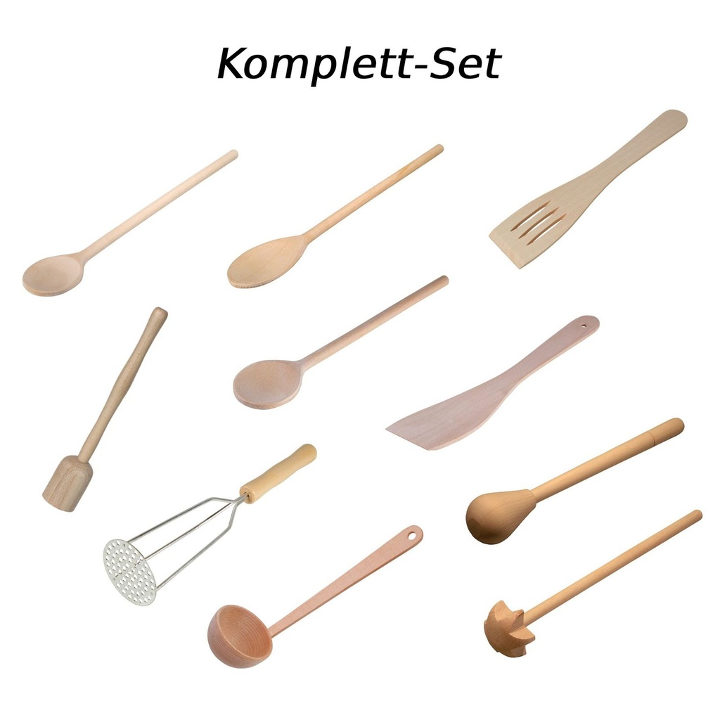 [14554] Holz Küchenutensilien Set (10er Komplett-Set Küchenutensilien)