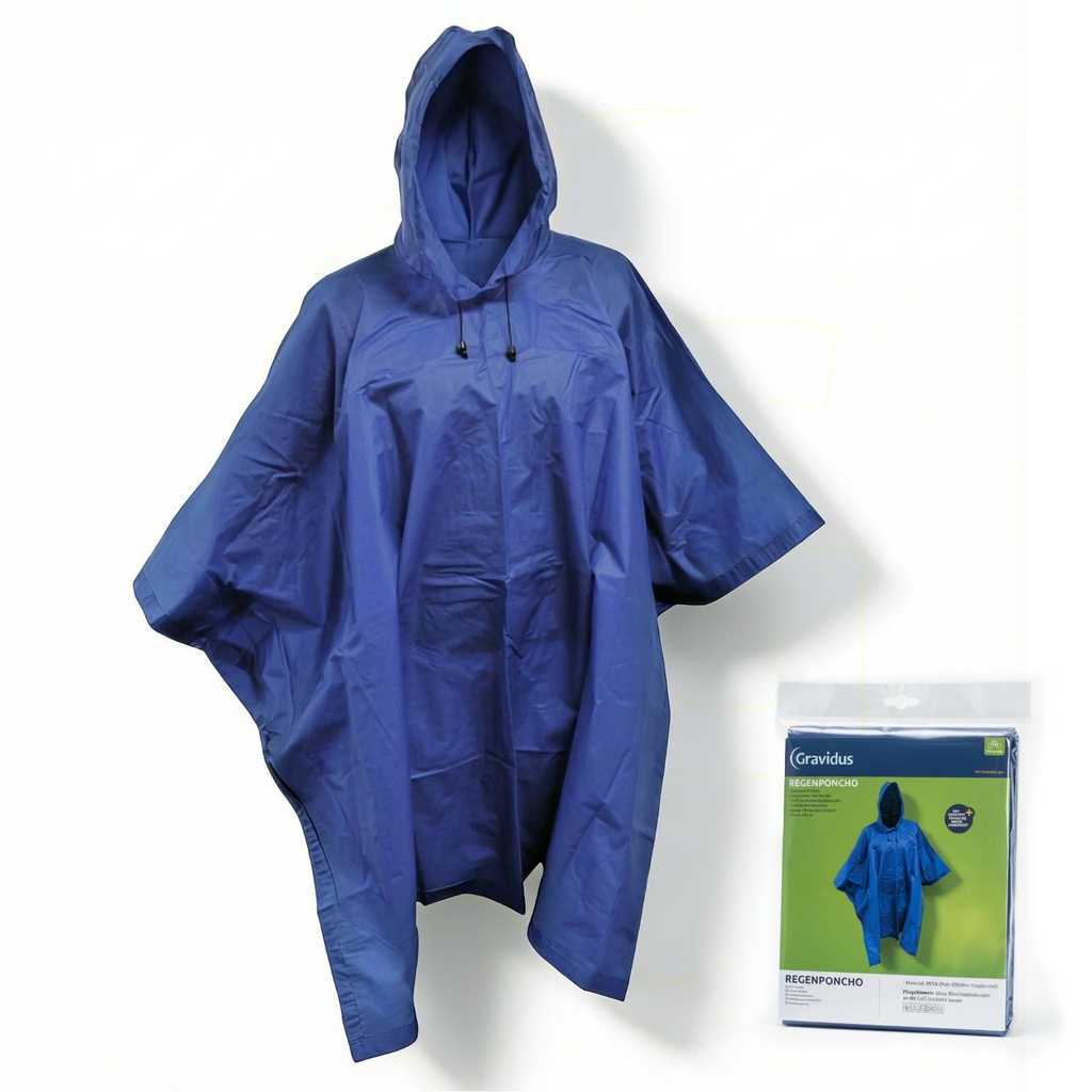 [14600] Regenponcho mit Kapuze blau Unisex (1)