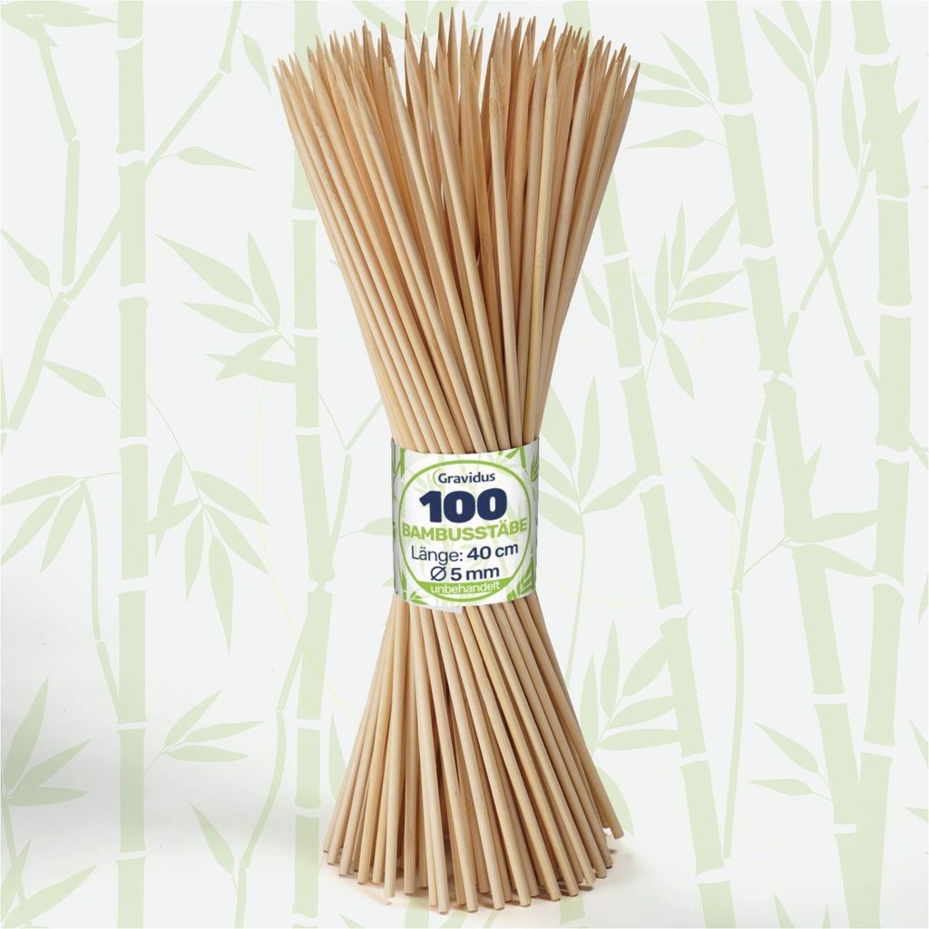 [18027] Bambus Splittstäbe 40 cm – Pflanzstäbe Rankhilfe für Garten & Topf (100)