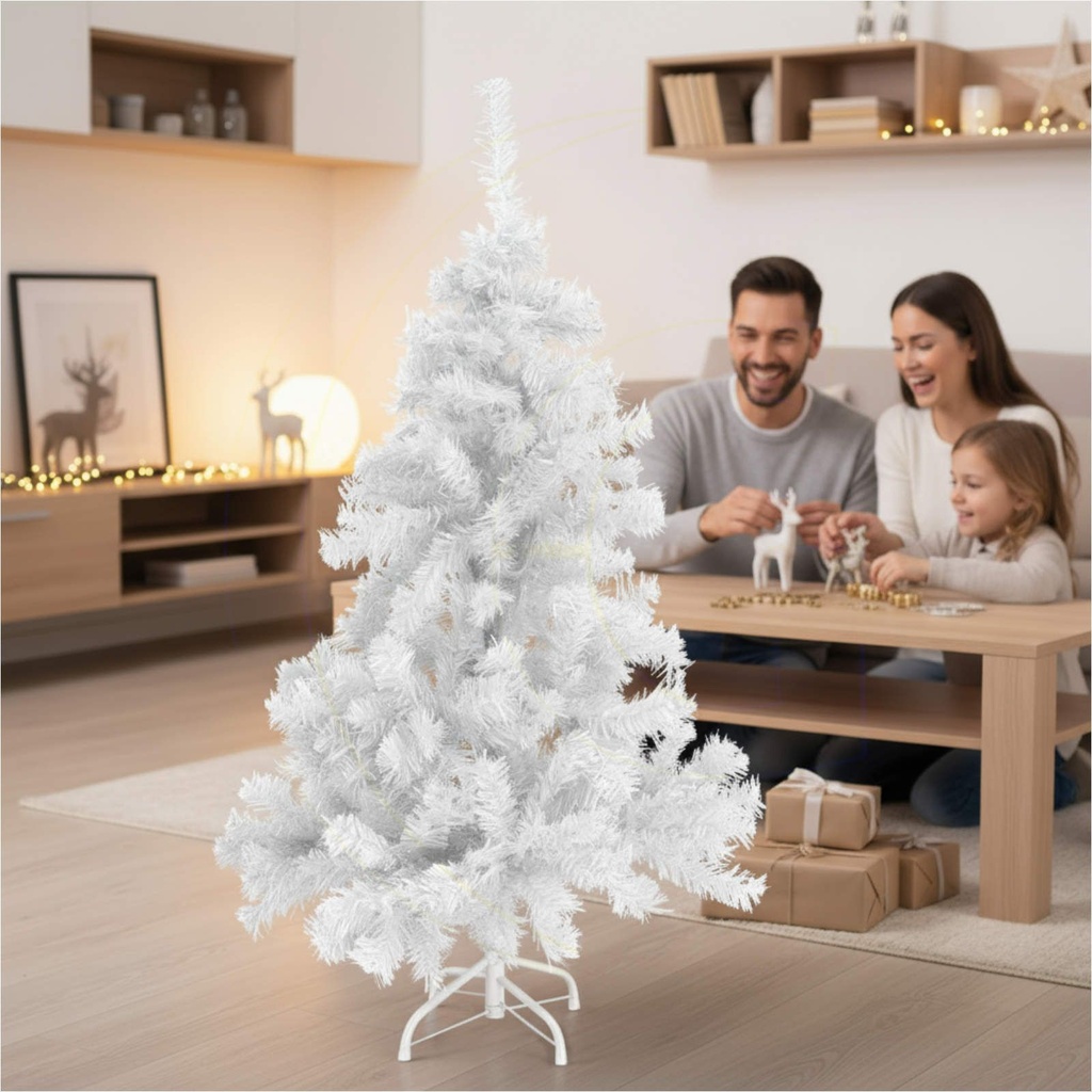 [18345] Weißer Weihnachtsbaum 90–180 cm künstlicher Tannenbaum in 4 Größen (120 cm)