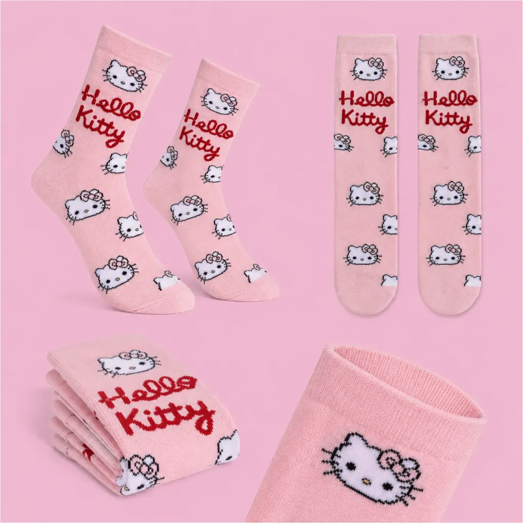 [18373] Hello Kitty Socken pink Baumwollmix Größe 28-43 (Gr. 28-35)