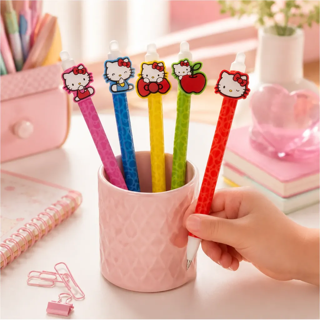 [18409] Radierbare Hello Kitty Stifte 5er Set sortiert 14,5 cm