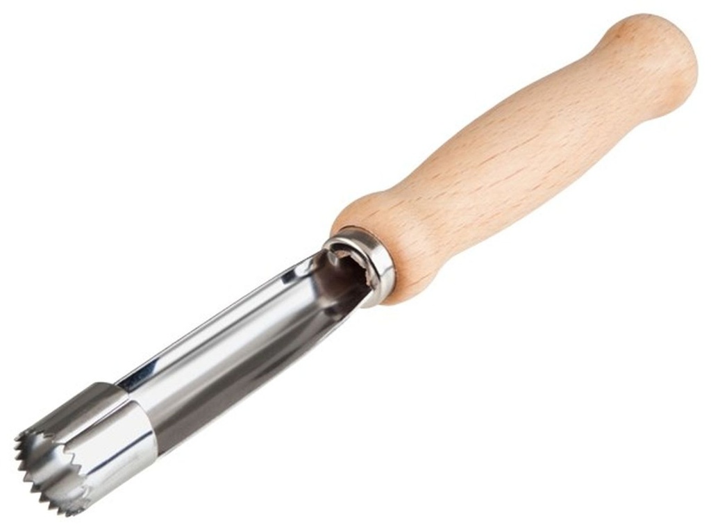 [1590] Edelstahl Apfelstecher mit Holzgriff 30cm