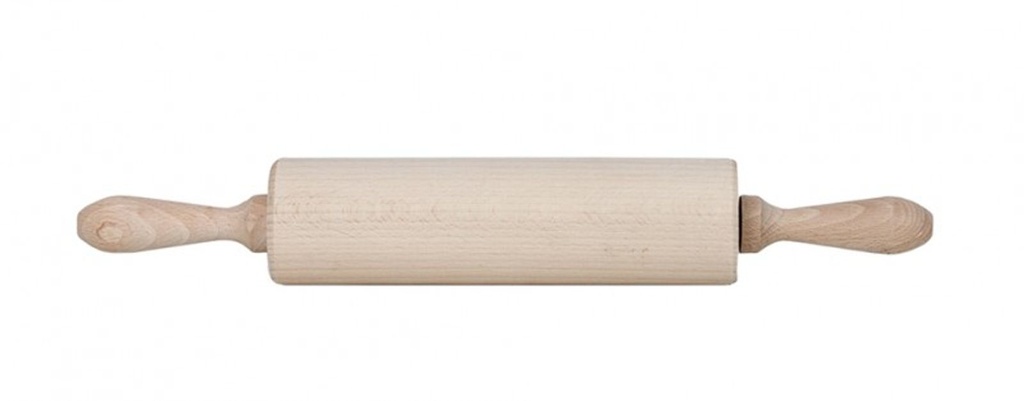[1733] Profi-Teigroller Nudelholz Holz Walze Holzwalze 40cm Griff 9cm