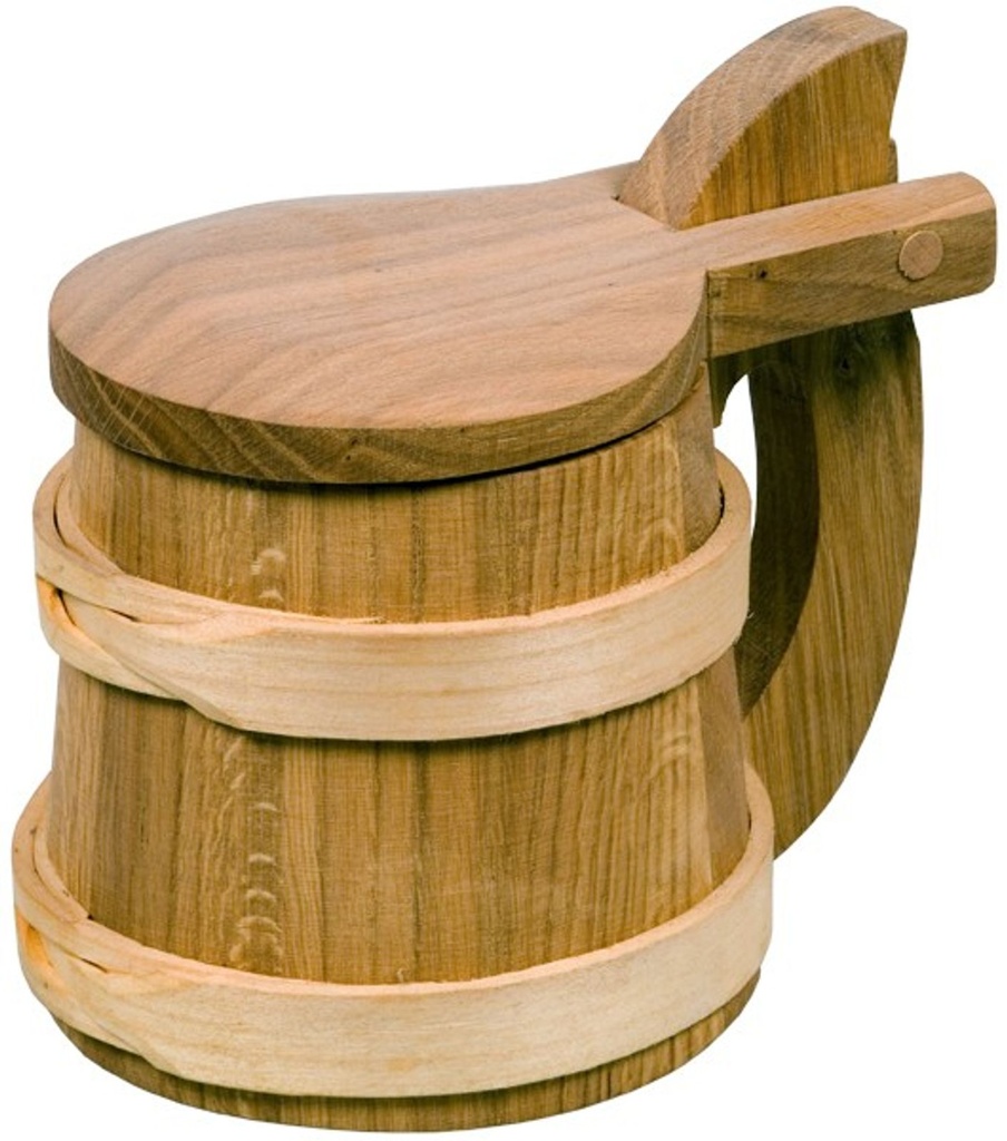 [1887] Bierhumpen Bierkrug Holzbecher Holz Humpen Holzkrug Krug "Wikinger" mit Deckel