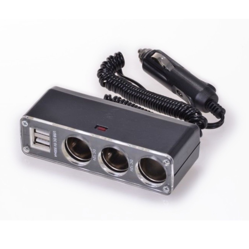 [2509] Steckdose 3fach, 12 V, 2x USB Steckplätze Auto KFZ Splitter Zigarettenanzünder