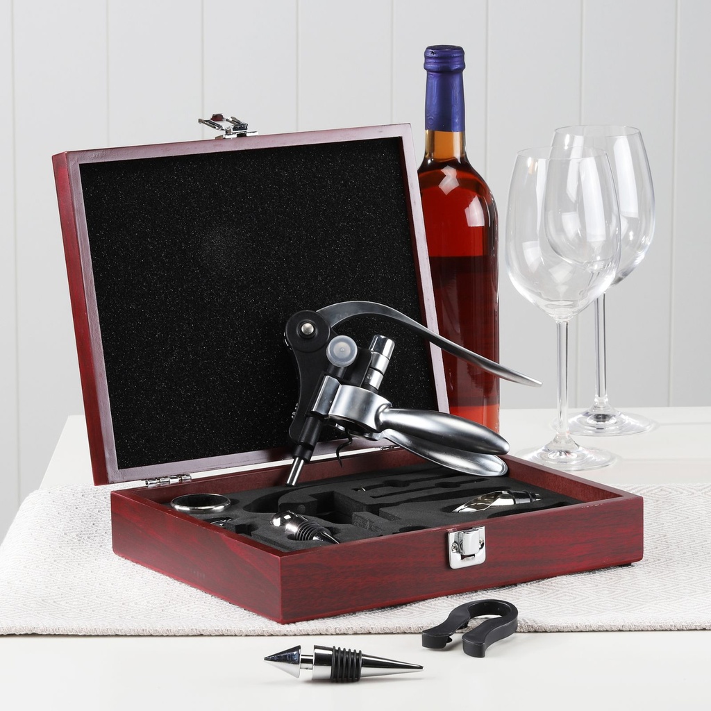 [3553] 10tlg. Wein Set in edler Holzbox