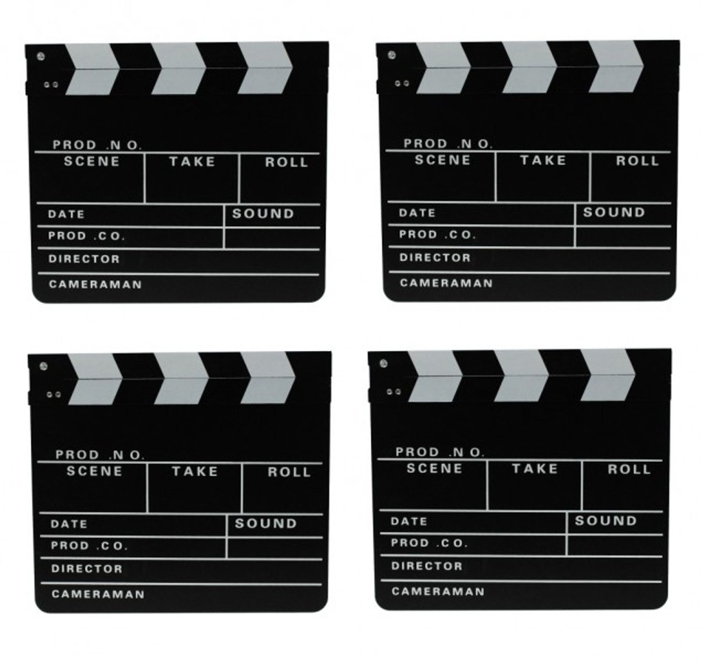 [3664] 4x Filmklappe Regieklappe Regie Film Hollywood Klappe 30x26cm