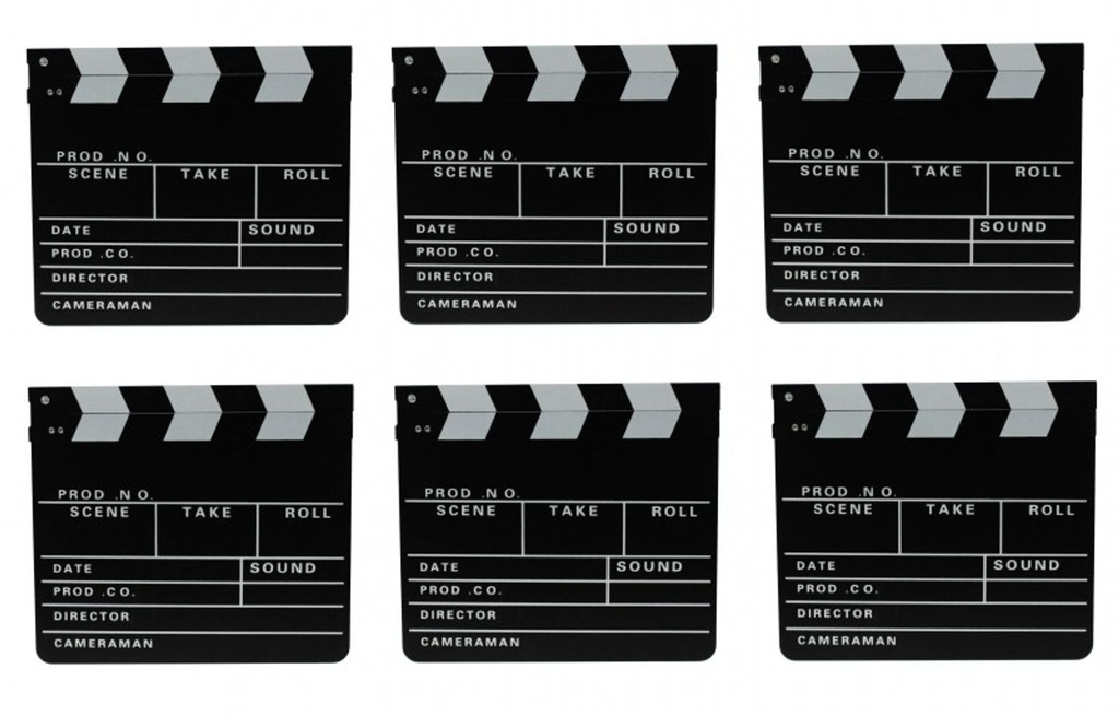 [3665] 6x Filmklappe Regieklappe Regie Film Hollywood Klappe 30x26cm