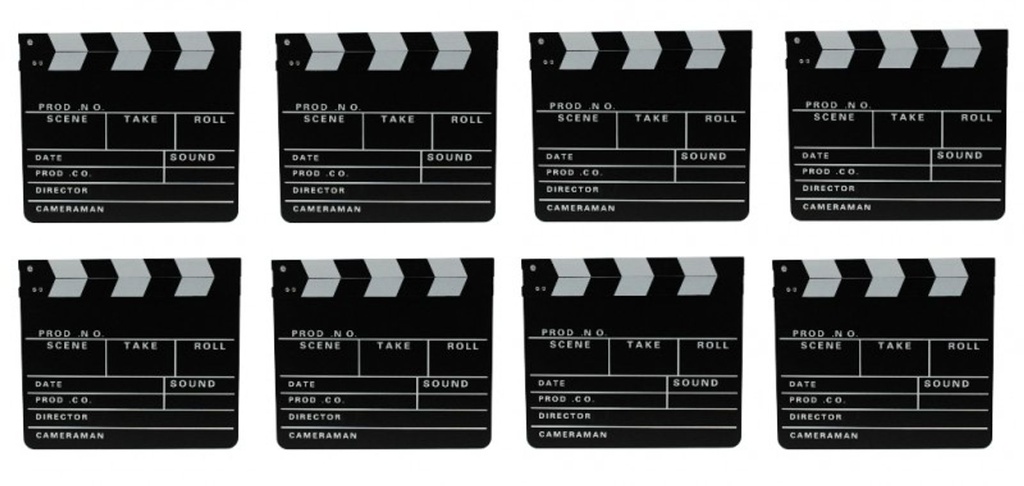 [3666] 8x Filmklappe Regieklappe Regie Film Hollywood Klappe 30x26cm