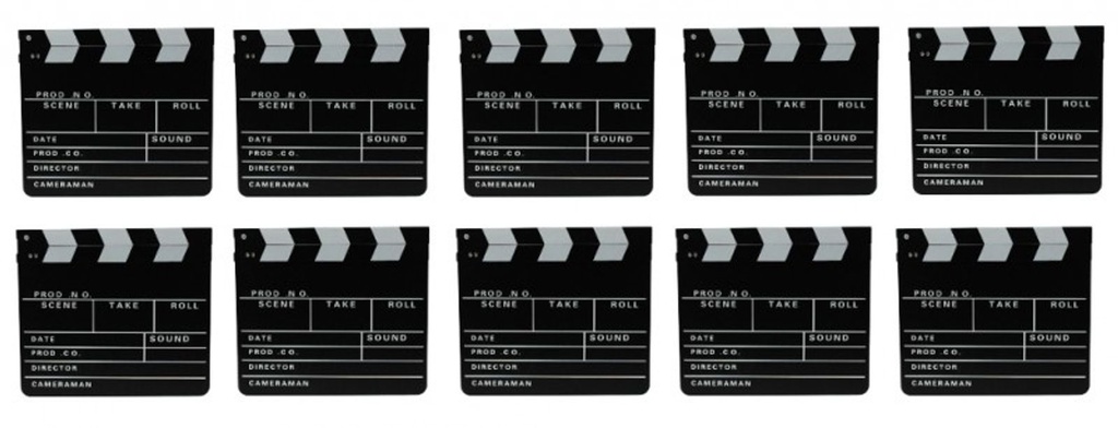 [3667] 10x Filmklappe Regieklappe Regie Film Hollywood Klappe 30x26cm