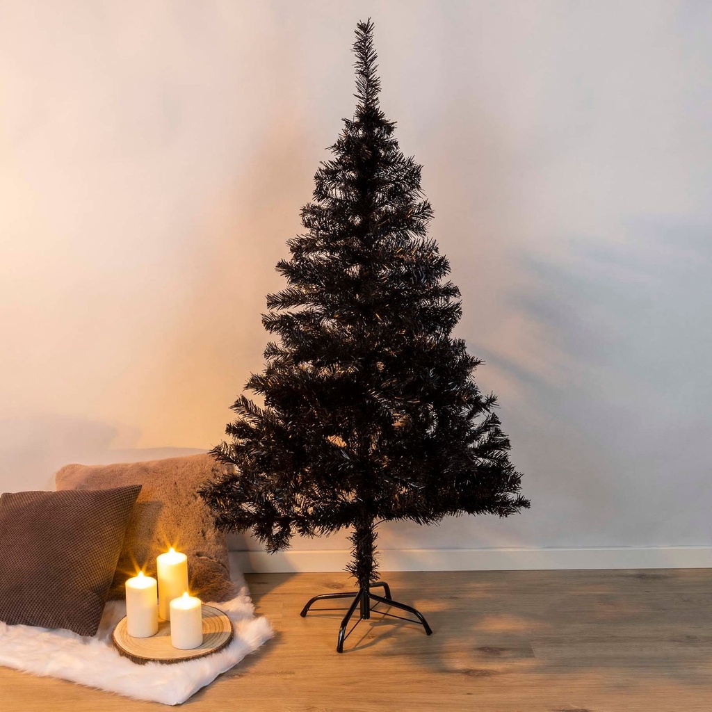 [7273] Christbaum Weihnachtsbaum künstlich mit Metallständer 150cm schwarz