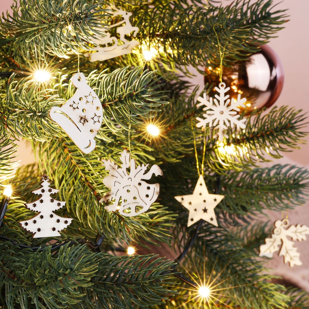 [8074] Holz-Aufhänger-Set Weihnachtsbaum Schmuck 48 Figuren