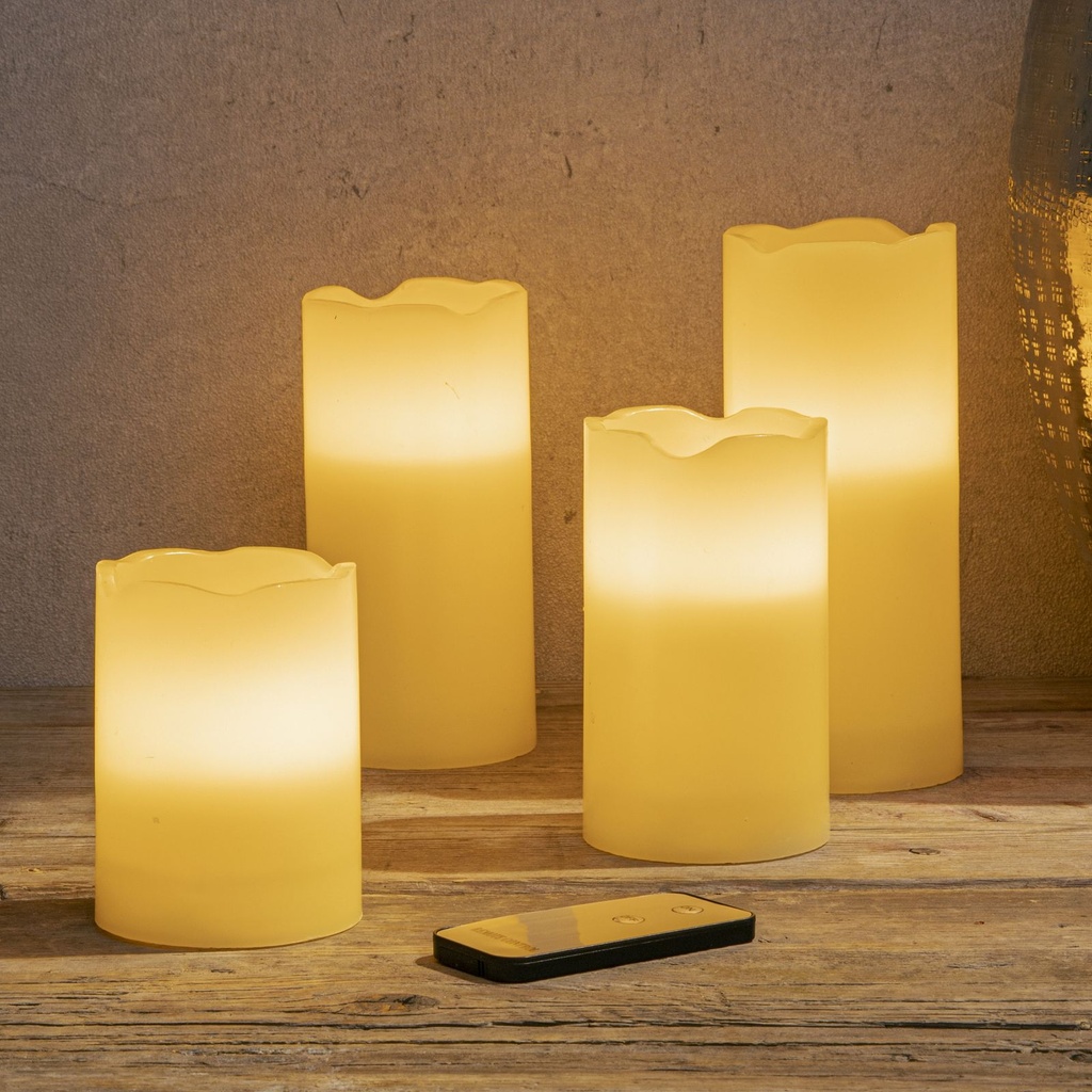 [8701] 4er LED Kerzen flammenlos mit Fernbedienung