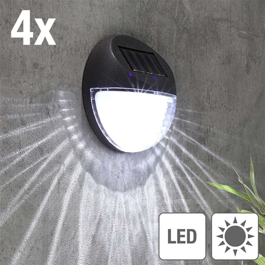 [8779] 4er LED Solarlampe Zaun Wandleuchte