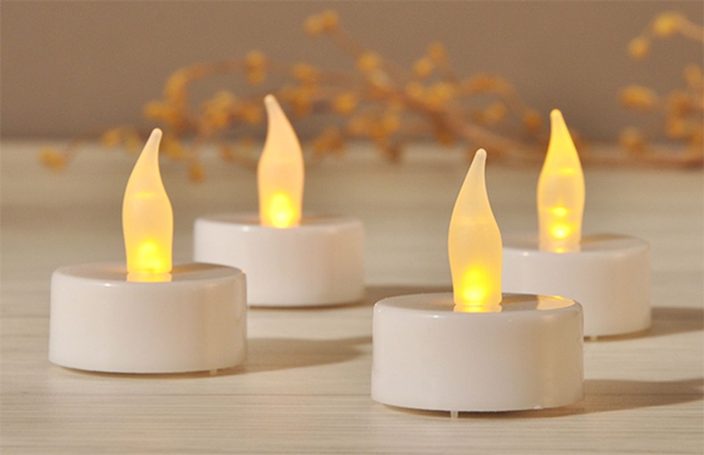 [10377] 4er Set LED Teelichter Teelicht künstlich Weiß Batteriebetrieben