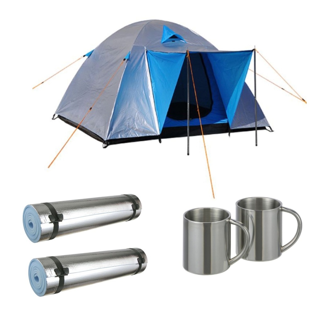 [12657] Camping Set Zelt, Isomatten & Thermobecher