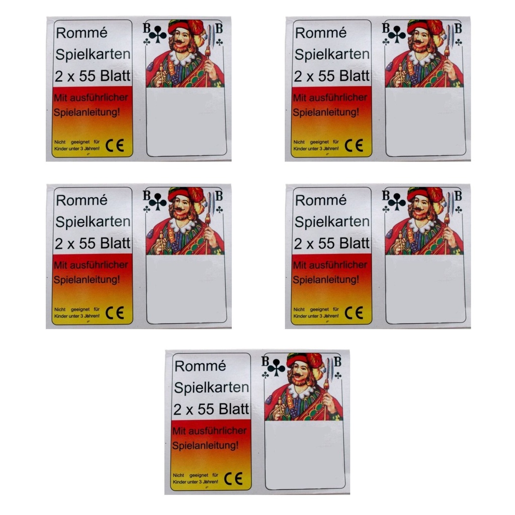 [12916] 5er Set 2x55 Romme Karten Kartenspiele Poker Skat Bridge Canasta