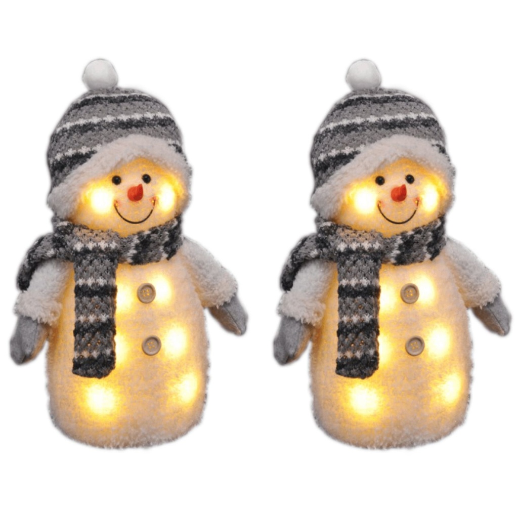 [12977] 2er Set Deko Schneemann LED Weihnachtsdeko Figur