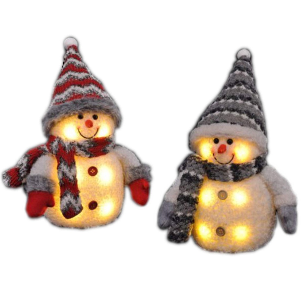 [13010] 2er Set Dekofigur Schneemann LED Weihnachtsdeko