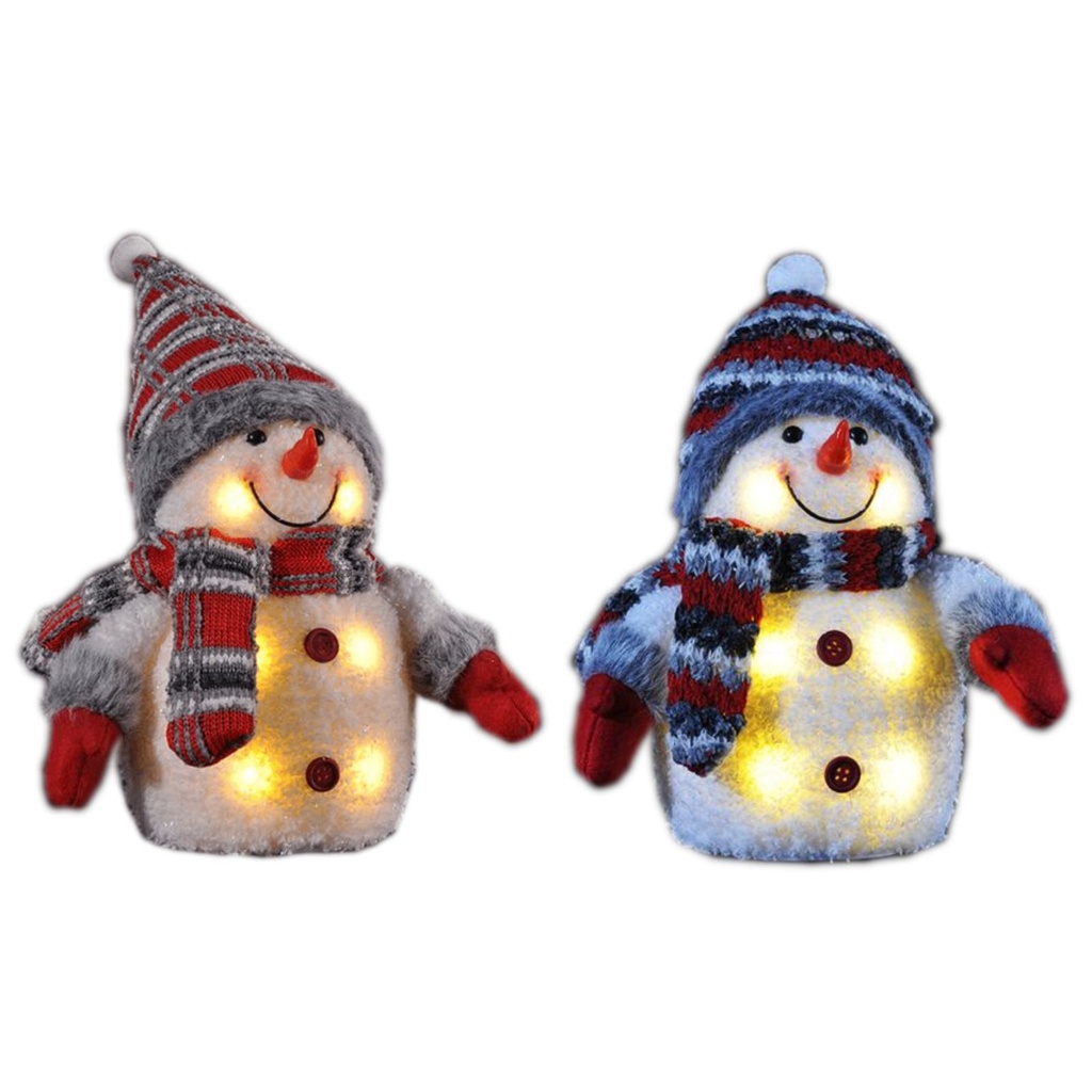 [13041] 2er Set Schneemann Dekofigur LED Weihnachtsfiguren