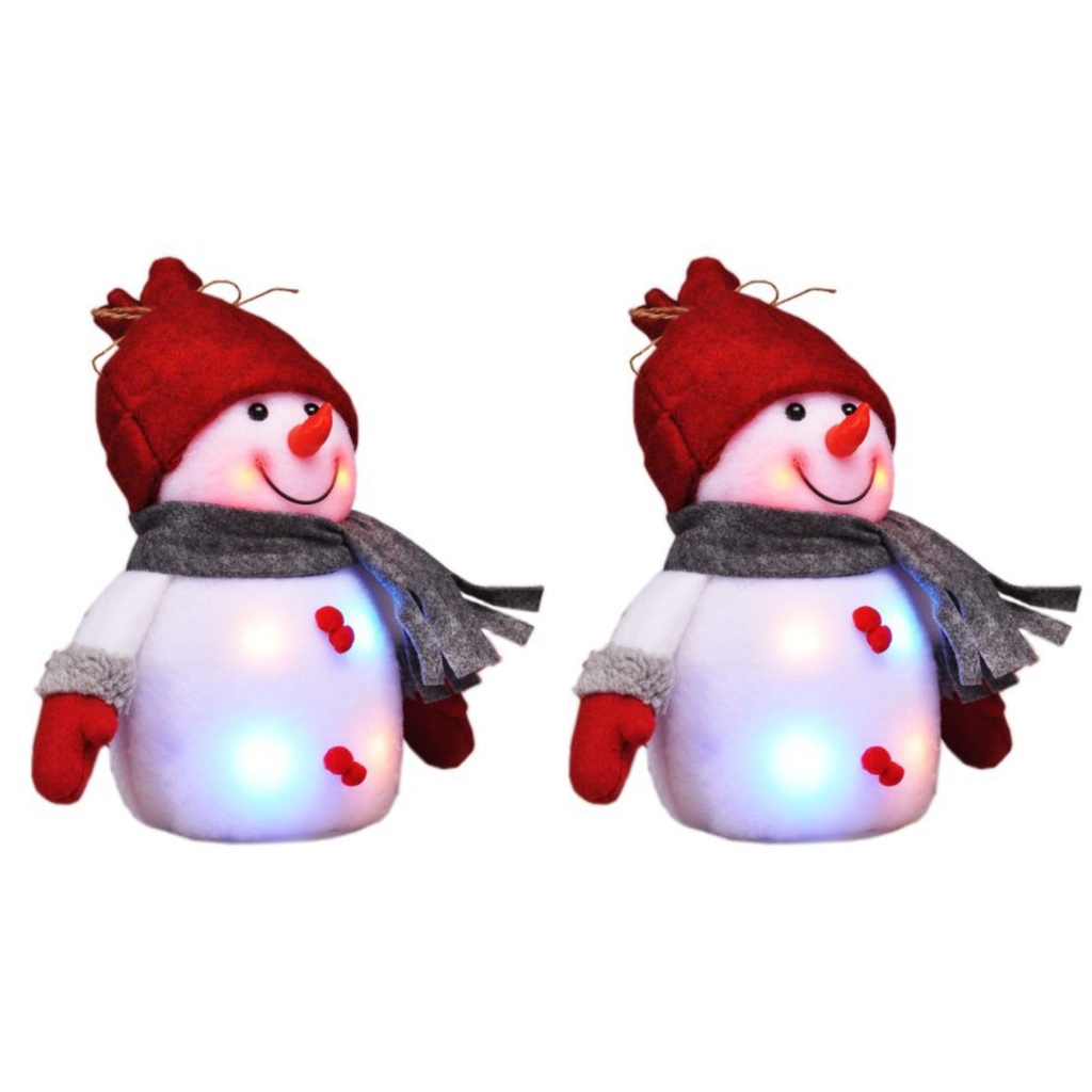 [13872] 2er Set LED Deko Schneemann Figur Weihnachten
