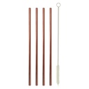 Edelstahl 4er Set Trinkhalme 21,5cm Strohhalme Barzubehör mit Bürste