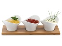 Servierset mit 3 aufgesetzten Schalen für Saucen Dips oder Snacks aus Porzellan