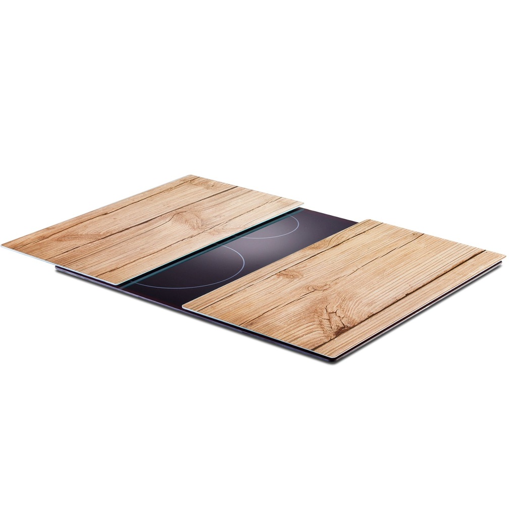 [15419] Zeller 2er Herdabdeckplatten "Wood" Glas