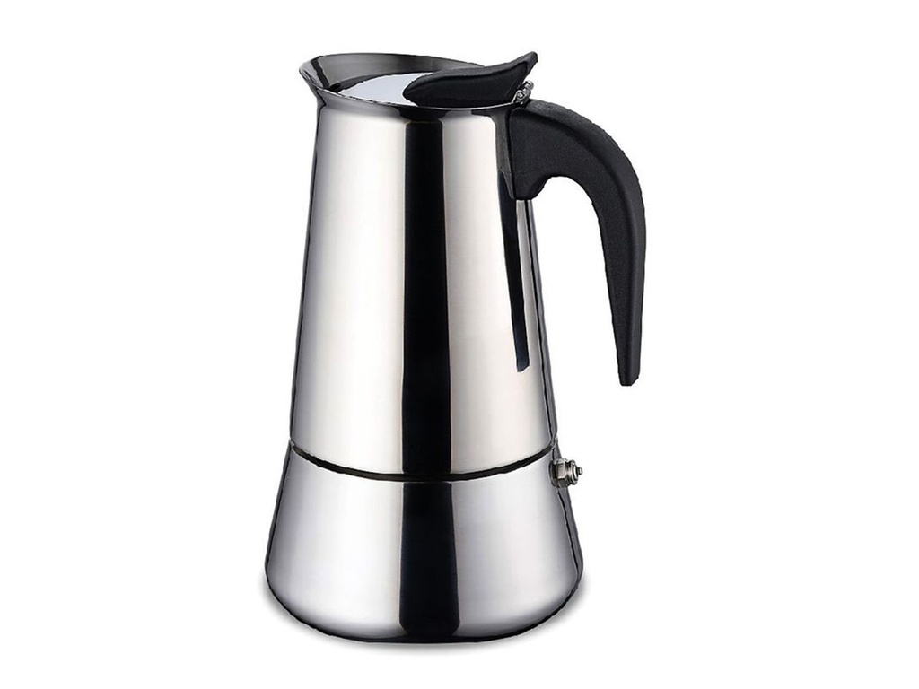 [15522] Edelstahl Espressokocher 4 Tassen Sicherheitsventil Induktion Mokkakanne 200 ml