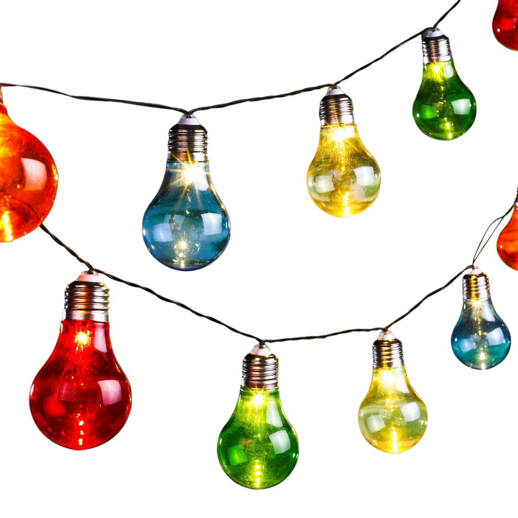 [15606] 10 LED Solar Lichterkette für Außen mit bunten Glühbirnen mit 2 Funktionen