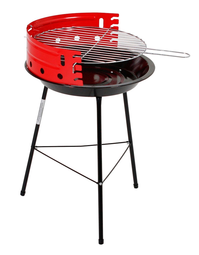 [15653] Rundgrill mit Dreibeingestell Standgrill Holzkohle Windschutz