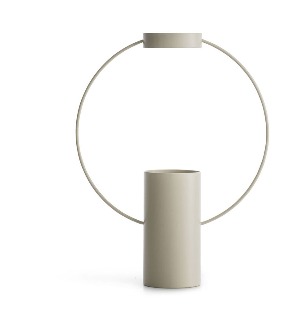 [15922] Metall Vase Tischvase 30 cm Beige Deko