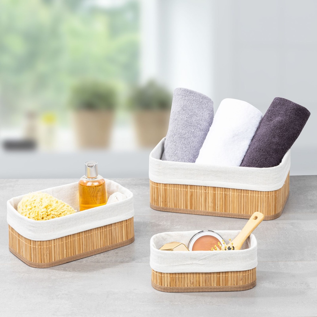 [17003] 3er Bambus Badezimmer Organizer
