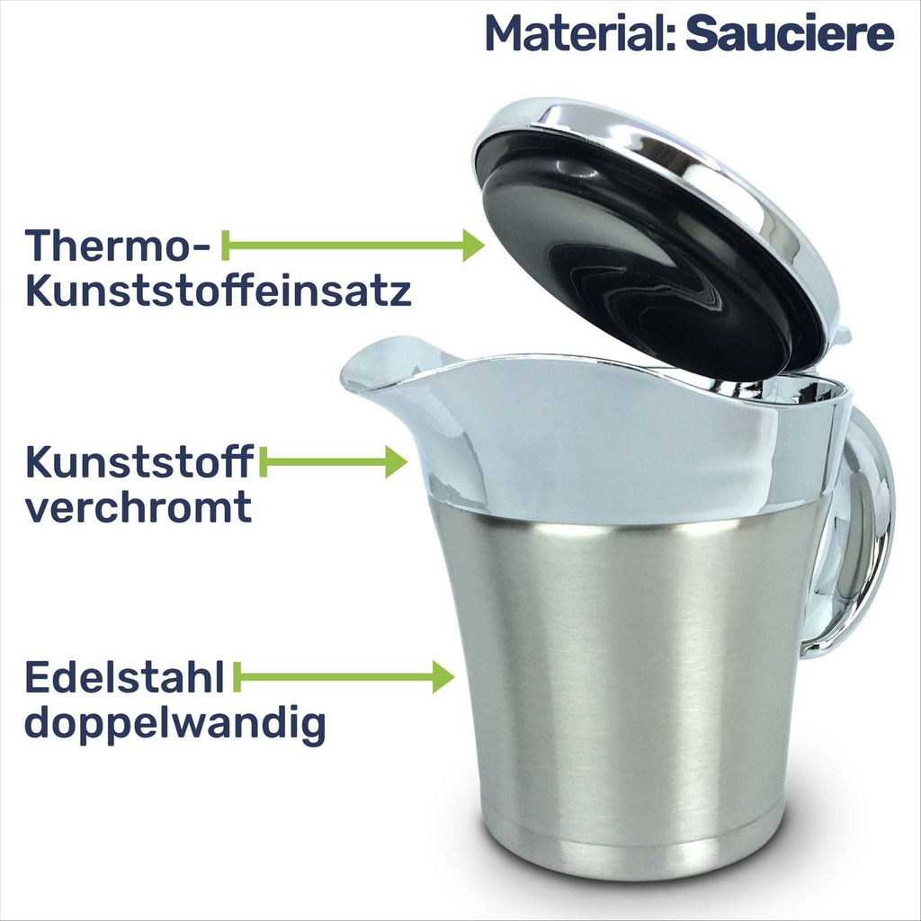 [17213] 2er Set Edelstahl Thermo Sauciere Einhand Soßenkanne