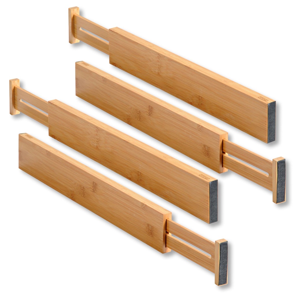 [17246] 4er Set Bambus Schubladentrenner Schubladenteiler