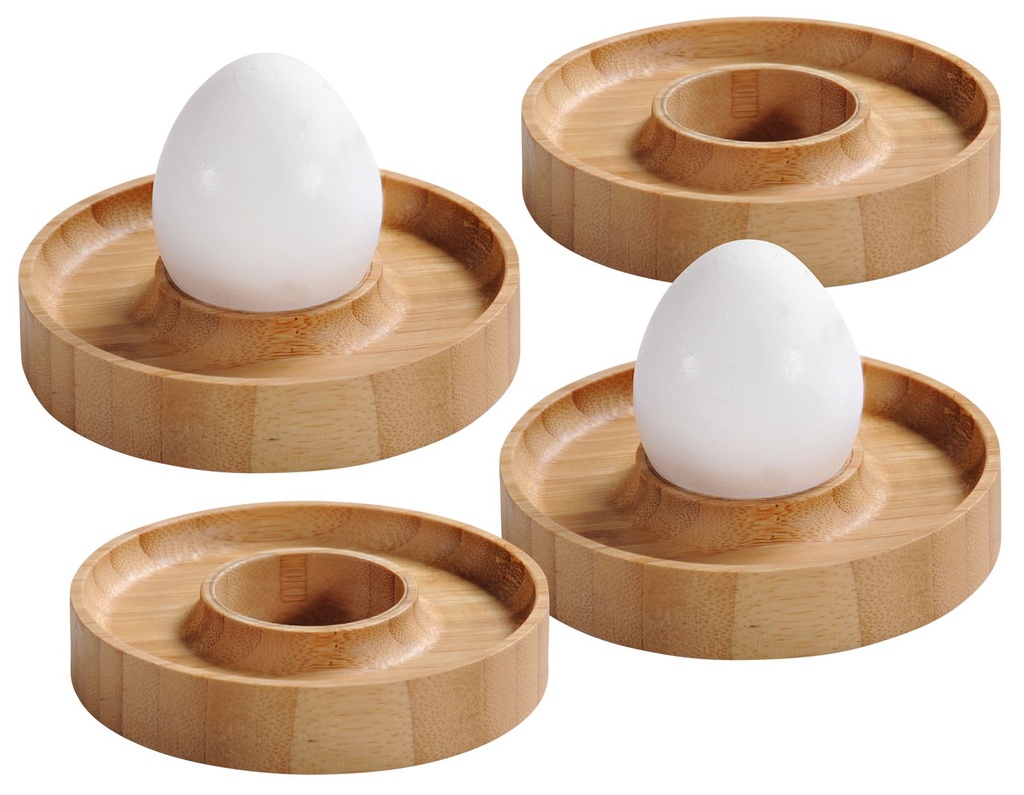 [17268] 4er Set Eierbecher aus Bambus, stapelbar