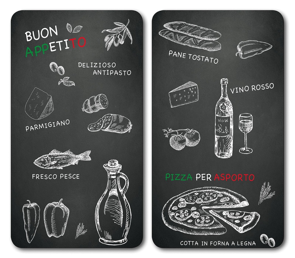 [17273] Multi-Glasschneideplatte 2er Pack, Glas: Ristorante