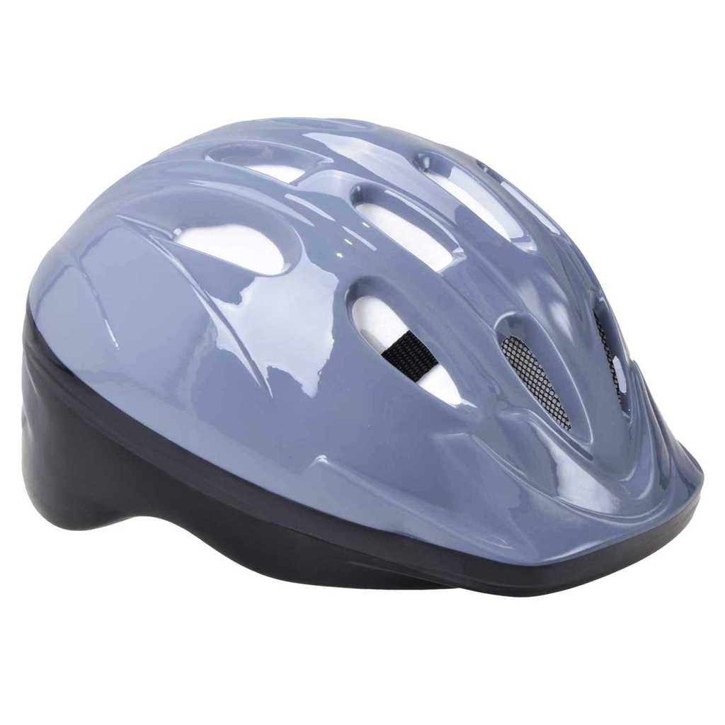 [17884] Kinder Fahrradhelm Grau glänzend Lüftungsschlitzen Kopfumfang 52–56 cm