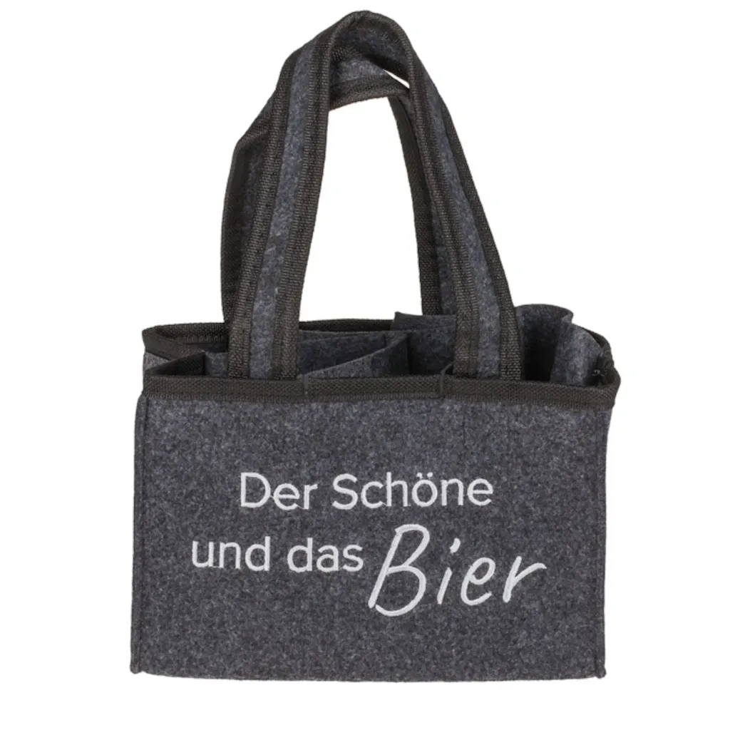 [18097] Flaschentasche Filz 6 Fächer Der Schöne und das Bier Tragetasche