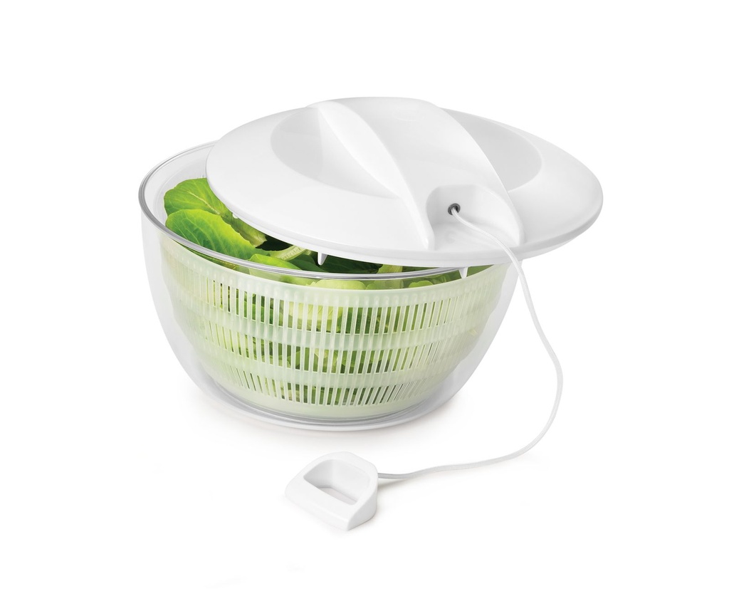 [18247] Salatschleuder 24 cm mit Seilzug, 4 L, Kunststoff weiß/transparent