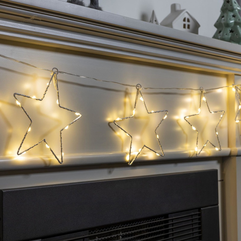 [18270] LED Fensterlichterkette 8 Sterne warmweiß 205 cm Batteriebetrieben